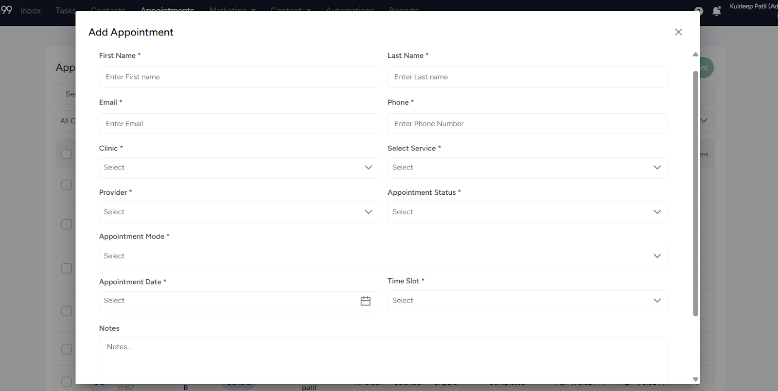 Add Appointment Adding an Appointment
